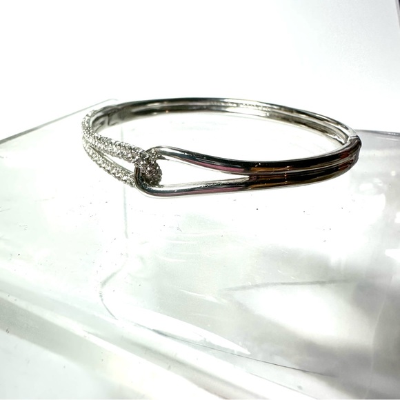 Kate Spade NY Get Connected Bangle Bracelet Silver Color Metal Pave Rhinestone - Picture 4 of 16